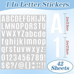 3402 PCS 42 Sheets Letter Stickers Small Mailbox Numbers and Letters Self Adhesive Vinyl Waterproof Alphabet Number Stickers for Mailbox Address,Scrapbooking,Cup, Sign,DIY Crafts Art (1 Inch,White)