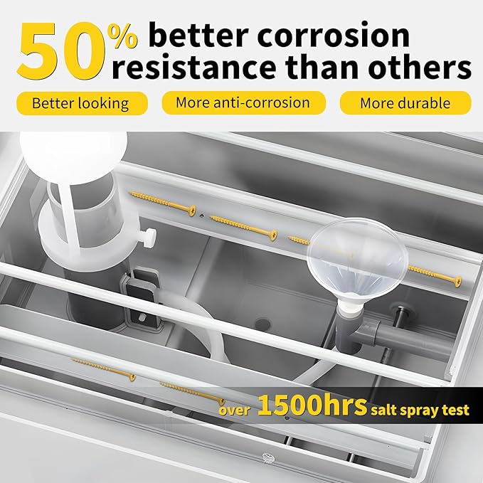 Wood Screws 4 Inch, FIXLINK Deck Screws #10 x 4, 50 PCS, Epoxy Coated, T25 Star Bit Above 1500 Hour Salt Spray Coating Outdoor Decking Screws Excellent Rust Resistant for Wood Fence, Tan