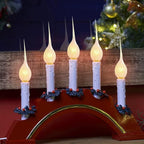 Silicone Dipped Candle Light Bulbs, 5 Watt Night Light Bulbs, C7/E12 Candelabra Base Bulbs, Clear Country Style Candle Light Bulbs for Christmas Chandelier Electric Window Candle, 120 Volt- 12 Pack