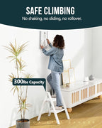 WOA WOA Step Ladder, Widen Pedals Foldable Step Stool, Lightweight Aluminum Ladder, Easy to Move Around, Anti-Slip Foot Stepladder for Household, Fold Thin & Space Save, 300 lbs Load (2 Step, White)