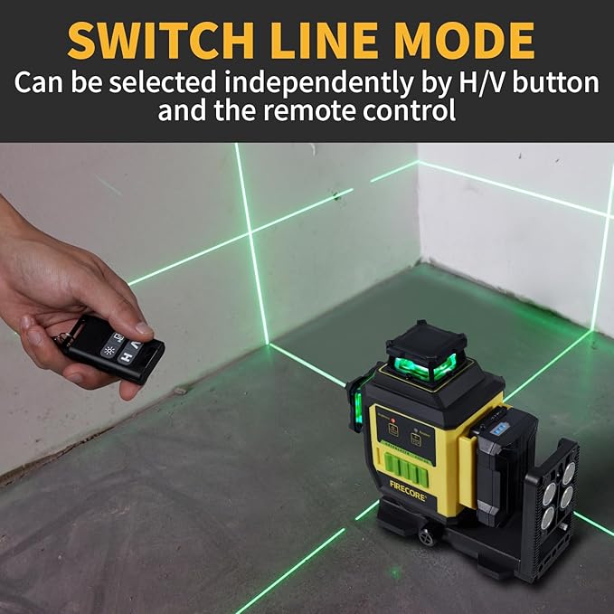 Firecore Laser Level 360 Self Leveling with 60" Tripod, 1/13" High Accuracy, Outdoor Pulse Mode to 197 Ft, Rechargeable Green Cross Line Lazer Leveler Tool for Construction, Home Renovation - F95T-XG