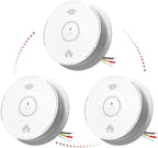 Hardwired Interconnected Smoke and Carbon Monoxide Detector Combo, 2 in 1 Smoke and CO Detector with Replaceable Batteries Back Up, AC Smoke and CO Alarm, Voice Alert, Self-Check, 3 Pack