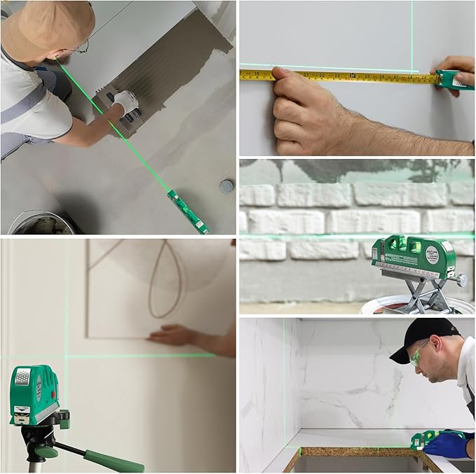 Level Tool Laser Level Leveler tool Cross Line Vertical and Horizontal Line with USB Rechargeable for Picture Hanging cabinets Tile Walls by AikTryee.