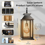 2 Pack Hanging Solar Lanterns Glass Solar Lights Outdoor Waterproof Upgraded Solar and 2 AA Batteries Powered, for Outside Porch, Patio and Indoor Tables, Mantelpiece