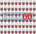 LanuBe Standard Dial Combination Lock, 2 in. Wide, with Different Combinations, Red Turnplate, Pack of 60; Lock for School, Employee, Gym Sports Locker, Case, Toolbox, and so on