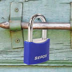SEPOX® 3 Pcs 2" Large Padlock All-Weather Outdoor Pad Locks Keyed Alike, Long Shackle, Solid Steel Lock, Heavy-Duty with Blue Cover, for Gate Fence Cabinet Toolbox School Gym Locker, 3pcs Same Key