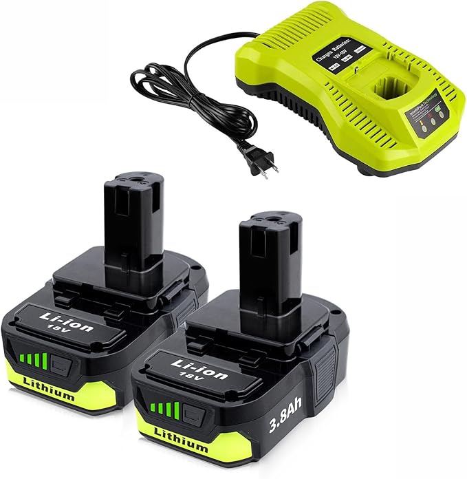 Upgraded 3.8Ah P102 Replacement for Ryobi 18V Battery and Charger Combo Lithium ion Compatible with Ryobi 18V ONE + Battery P108 P103 P104 P105 P107 P109 P122 Cordless Power Tools & Charger P117 P118