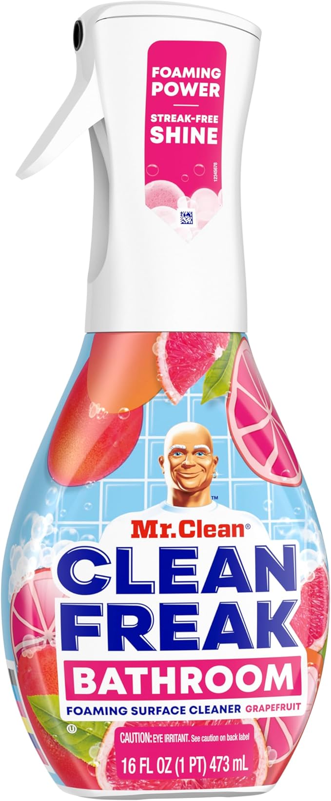 Mr. Clean Clean Freak Foaming Bathroom Surface Cleaner Multi-Surface Spray Starter Kit and Refill Bundle, Grapefruit Scent, 64 fl oz
