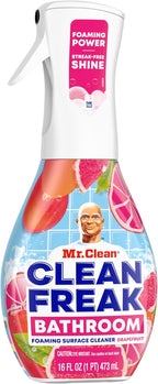 Mr. Clean Clean Freak Foaming Bathroom Surface Cleaner Multi-Surface Spray Starter Kit and Refill Bundle, Grapefruit Scent, 64 fl oz