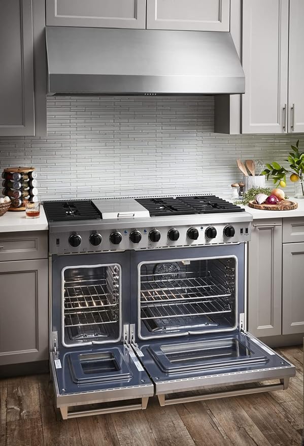 THOR Kitchen Freestanding 48-Inch Gas Range with Double Oven in Stainless Steel - Model LRG4807U + LP Conversion Kit