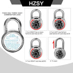 Combination Padlock 24 Pack, Fixed Dial Combination Padlock with Different Combinations, 2 in. Wide. Black Turntable, Lock for Gym & Locker, School, Toolbox, and More