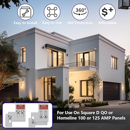 Generator Interlock Kit Compatible with Square D QO or Homeline 100 or 125 Amp Panels. 3/4 to 7/8 Inch Spacing Between Main and Branch Breaker, Safety Generator Interlock Kit(SQD100A)