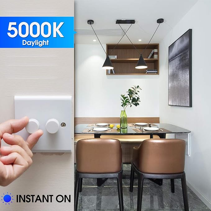 Energetic 12-Pack A19 LED Bulb 100W Daylight 5000K Dimmable Light Bulbs, 13.5W 1600lm CRI80+, 15000Hrs, ETL Listed