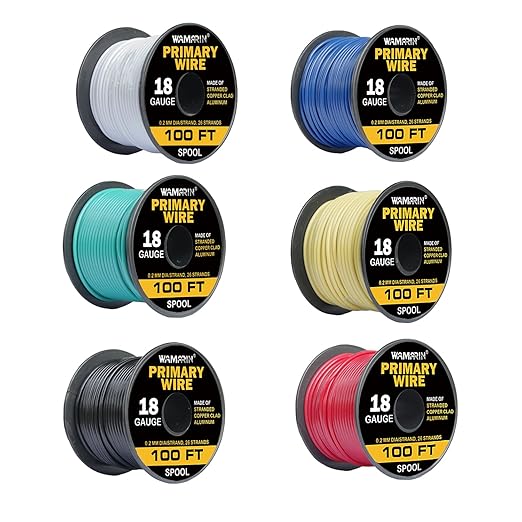 18 Gauge Wire Combo, 6 Color Rolls, 100ft Each (600ft Total) - Flexible Copper Clad Aluminium, Ideal for Light-Duty Tasks, Home & Auto