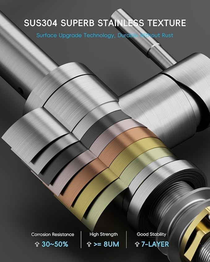 APPASO Touchless Kitchen Faucet with Pull-Down Sprayer, Kitchen Sink Faucet Touchless Brushed Nickel, Single Handle Hands-Free Motion Sensor Faucets Suitable for 1 or 4-Hole Sink, Stainless Steel