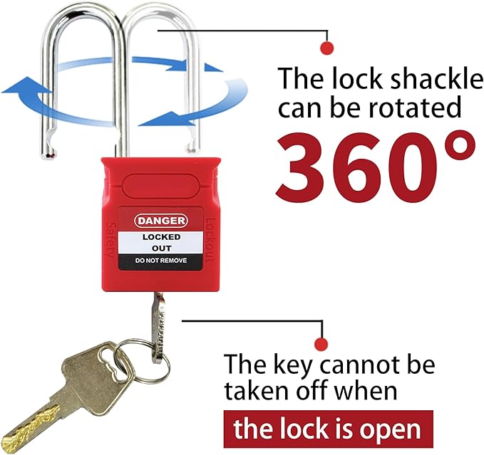 Lockout Tagout Locks - 10 Pack Yellow Loto Locks, Keyed Differ Padlock OSHA Compliant Lock Out Tag Out Lock, Safety Padlocks for Electrical Lockout Tag Out Kits