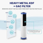 Nu Aqua 3 Stage Heavy Metal Whole House Water Filter System - 20” x 4.5” TDS Reducing Home Filtration - Sediment, KDF Granular Carbon, Carbon Block