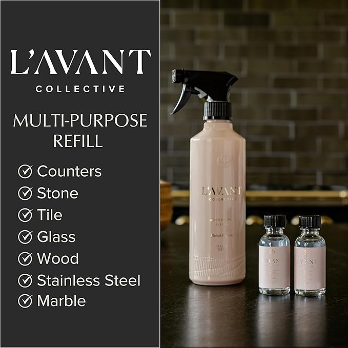 L’AVANT Collective | Plant-Based Multipurpose Cleaner Refill – All-Natural Cleaning Supplies for Safe Home Cleaning – Concentrated, Food-Safe Surface Cleaner with Blushed Bergamot Scent, 1 oz Bottle