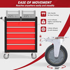 5 Drawers Rolling Tool Chest with Wheels, Portable Rolling Tool Boxes with Wheels, Tool Box Storage Cabinet with Locking System for Garage (BlackRed, 5 Drawers)