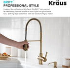 KRAUS Britt Commercial Style Kitchen Faucet in Spot Free Antique Champagne Bronze, KPF-1690SFACB