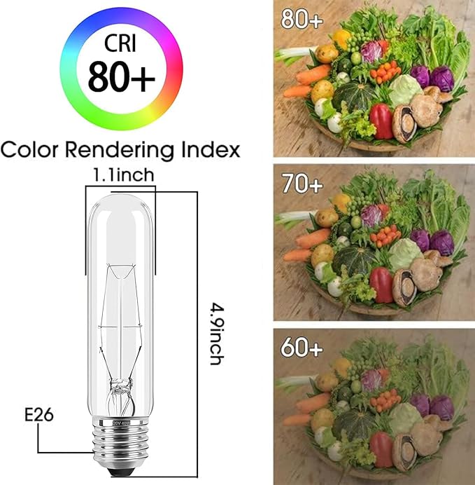 8-Pack 40W T10 Incandescent LED Light Bulbs, Warm White,Dimmable Clear Glass Edison Vintage Bulbs for Chandeliers, E26 Base, 2700K, Desk Lamps, Curio Cabinets, Aquariums, and Pendant Lighting