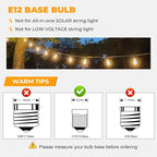 36 Pack LED ST38 Replacement Bulbs, 1 Watt E12 LED Bulb 2700K Warm White, Vintage Dimmable Shatterproof Bulbs for Indoor Outdoor Patio Garden String Lights, Dimmable