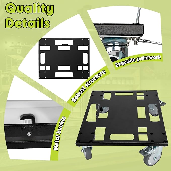 Metal Roll Board for Festool with 4 Rollers, Black Systainer Cart for Festool for Easy Transport of Systainer & T-Loc System, Rolling Board for Festool with Feedthroughs for Straps