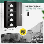 Greenvelly Metal Garage Storage Cabinet with Wheels, Black 73" Rolling Metal Cabinet with Locking Doors and Adjustable Shelves, Tool Organization with Wheels for Home,Kitchen,Office