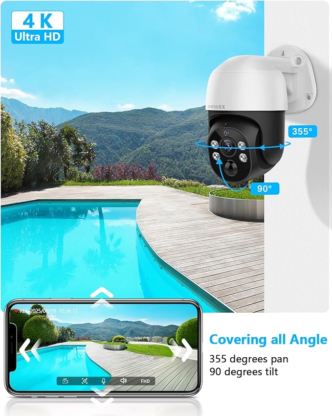 (Auto Tracking) 4K 2-Way Audio PTZ PoE Outdoor Wired Security Cameras System Home Wired Cameras Video Surveillance DVR Recorder System