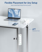 Jgstkcity 90W Desk Clamp Power Strip,12 USB Ports (6 PD 45W USB-C),Surge Protector,ETL Listed Power Hub Extension Cord,Fast Charging Station for Home Office Desk Edge Mount (White, 12 USB-90W)
