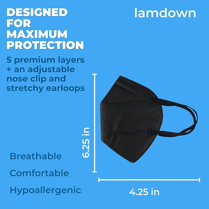 KN95 Face Masks, Premium 5-Layer Disposable Dust Mask Respirator for Adults