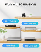 ZOSI C220 4MP 2.5K QHD Add-On PoE IP Camera Outdoor, 1440p Surveillance Outdoor Camera for PoE Security System, 100ft IR Night Vision, AI Human Detection, Two-Way Audio, Only Work with Our NVR