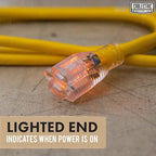 12 Gauge Outdoor Extension Cord 6 ft, 12/3 Heavy Duty Extension Cord 3 Prong Lighted End 6 Foot, SJTW Weatherproof Industrial Electrical Cable for Major Appliances, Proudly American Brand