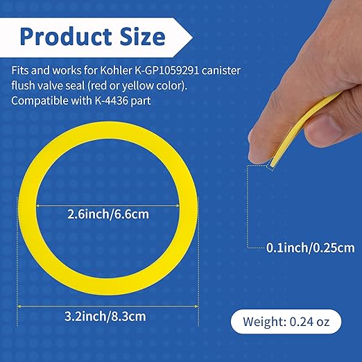 3Pcs Canister Flush Valve Seal for Kohler, Toilet Tank Parts GP1059291 Flush Valve Seal, Silicone Gasket Replacement Parts Toilet Seal Ring