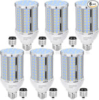 44W LED Corn Light Bulb(6 Pack),Fanless,(390 Watt Equivalent) E26/E39 Medium/Large Mogul Base LED Cob Lamp 5000K Daylight 5,900LM for Outdoor Indoor Garage Warehouse Factory Workshop Street Backyard