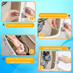 Boltigen Universal Front Angle Mount Toilet Handle, Chrome Finish Toilet Tank Flush Handle Lever, Toilet Trip Lever Handle Replacement Kit with 1pc Stainless Steel Flapper Chain