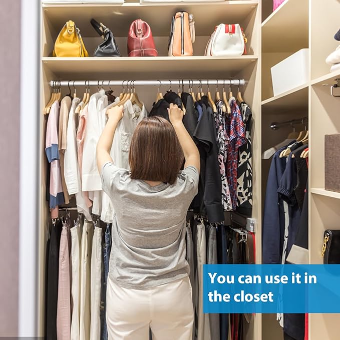 8 Pack Window Security Bar Extendable Tension Rods 23.6-43.3 Inch 1.2'' Diameter Adjustable Sliding Glass Door Lock Security Stick Window Safety Bars with Rubber Tips for Bathroom Cupboard