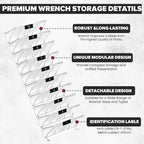 40PCS Modular Wrench Organizer Wrench Holder - Wrench Tool Organizers for Tool Drawer Storage, Wrench Storage Set with Metric & SAE Label, Wrench Rack Tool Gift for Professional Mechanics,Transparent