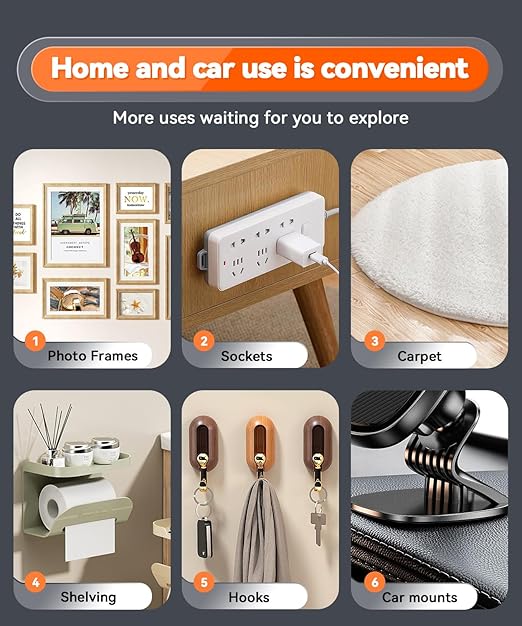 Strong Heavy Duty Double Sided Tape, 1.2" x 20FT Extra Large Clear & Tough Removable Nano Tape for Wall Hanging Strip Poster Deco Rug