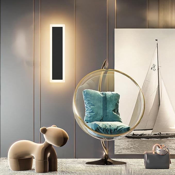 Aipsun 2 Pack Modern Black LED Outdoor Wall Light, 11.8x3.54x1.73 inches, 10W, 1000 Lumen, Warm Light, Waterproof IC Driver, Hardwired, for Porch, Balcony, Yard, Home