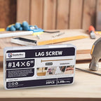 Lag Screws 6 Inch, 25PCS Heavy Duty Construction Screw, Structural Wood Screw #14 x 6, Rust Resistant, Washer Head, Yellow Coated Exterior Wood/Lag Screws, Star Drive with Bit