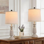 Terpsichore Lamps Set of 2 Modern Farmhouse Table Lamp Bedside Reading Lights Living Room End Lamps Bedroom Night Light,High 22.5 Inch,Light Wood Grain,with Fabric Lamp Shade,Bulb Not Included