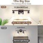 3-Light Bathroom Light Fixtures, 19" Modern Vanity Lights Over Mirror with Clear Glass Shades, Brown Light Fixture, Classic Wall Light Fixture for Mirror Living Room Cabinet Bedroom Porch