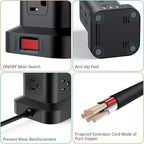 PD 20W USB C Surge Protector, Mini Power Strip Tower Travel 12 AC 4 USB Power Strip with USB Ports 10FT Overload Protection for Home Office