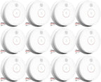 SITERWELL Smoke Detector, Hardwired Interconnected Smoke Detector, Photoelectric Smoke Alarm with 9V Backup Battery, Fire Alarm with Test/Silence Button, UL217-10th Listed, GS562A, 12 Packs
