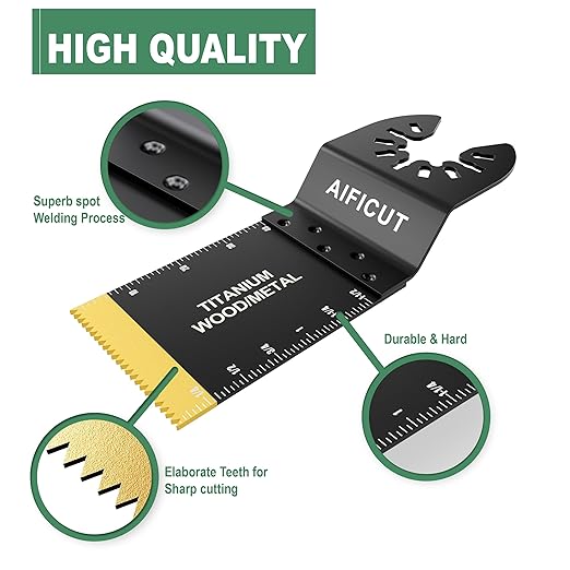 15PCS Titanium Oscillating Saw Blades,Universal Multitool Blades for Metal Nails Hard Material and Wood Plastic,Multi Tool Blades Kits Fit Dewalt Bosch Milwaukee Ryobi