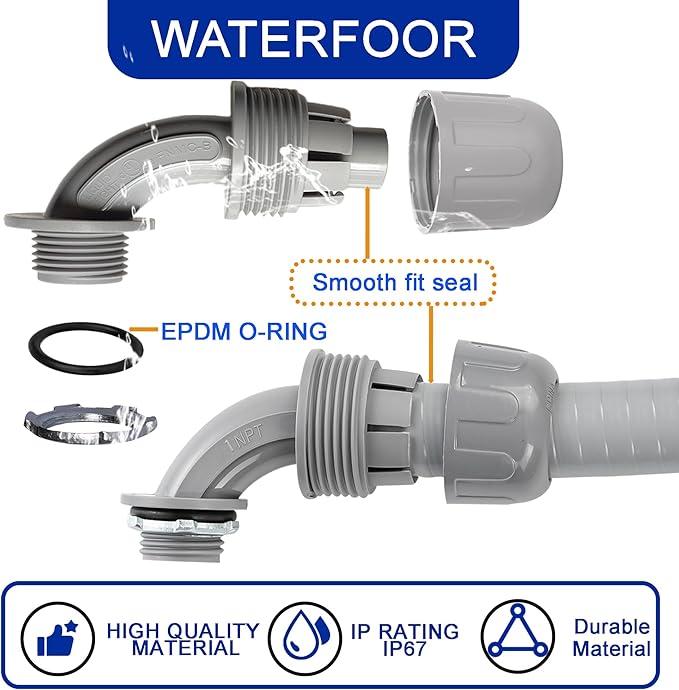 (1" Conduit Elbow 10 Pack) Yariwiz 1 inch Plastic Liquid Tight Conduit 90 Degree Elbow