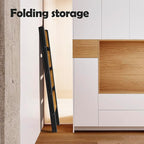 Taranta 4 Step Ladder,Aluminum Lightweight Folding 4 Step Stool with Anti-Slip Wide Pedal, 330lbs Capacity Step Ladder for Household,Kitchen,Office - BlackWoodgrain