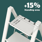Taranta 2 Step Ladder,Aluminum Lightweight Folding 2 Step Stool with Anti-Slip Wide Pedal, 330lbs Capacity Step Ladder for Household,Kitchen,Office - White