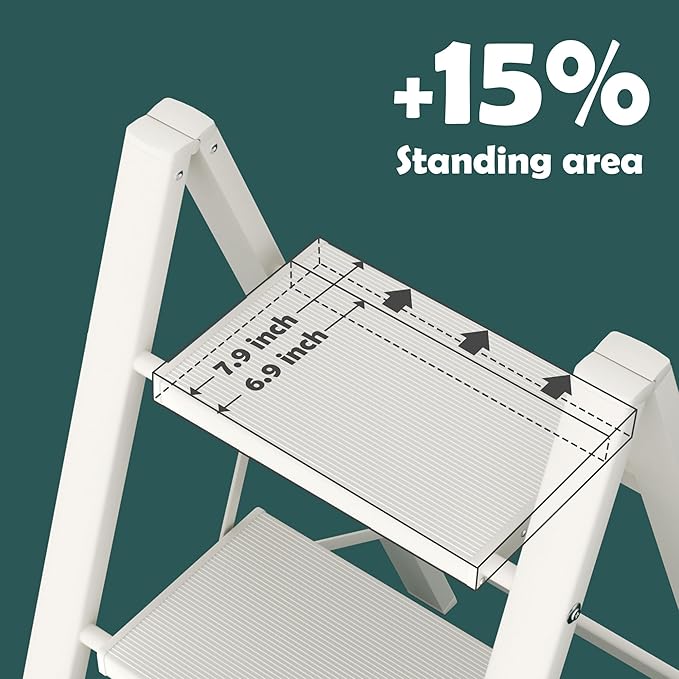 Taranta 4 Step Ladder,Aluminum Lightweight Folding 4 Step Stool with Anti-Slip Wide Pedal,330lbs Capacity Step Ladder for Household,Kitchen,Office - White